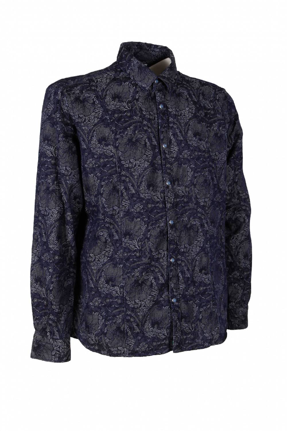 Poggianti Camicia uomo in Denim Jacquard LEGOLI-66-235-01 In Linea