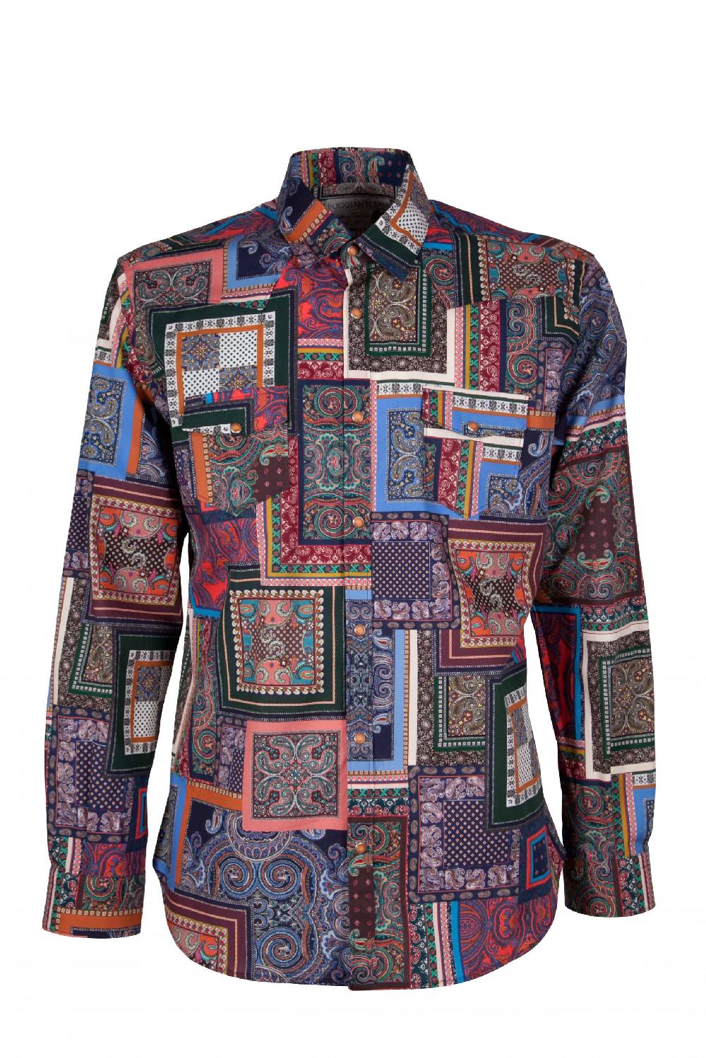 Poggianti Camicia uomo stretch con stampa geometrica EMPOLI-UBBF-166-01 Pezzi Unici
