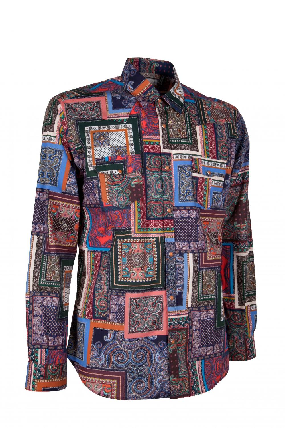 Poggianti Camicia uomo stretch con stampa geometrica EMPOLI-UBBF-166-01 Pezzi Unici