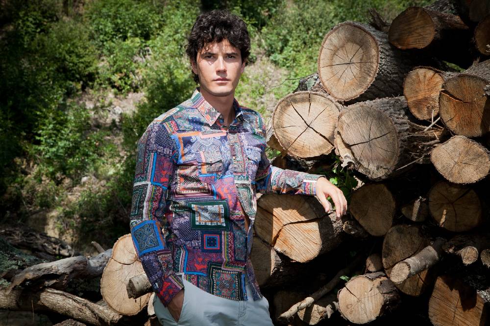 Poggianti Camicia uomo stretch con stampa geometrica EMPOLI-UBBF-166-01 Pezzi Unici
