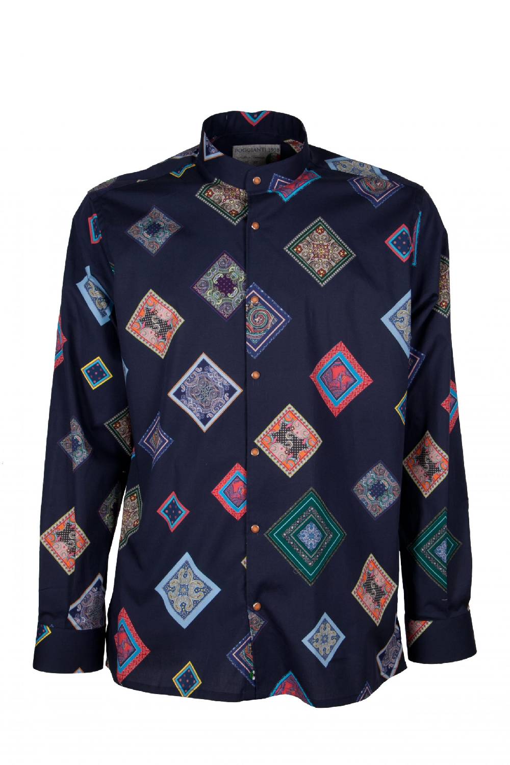 Poggianti Camicia uomo stretch con stampa geometrica SCARLINO-33-165-01 Soddisfazione Garantita
