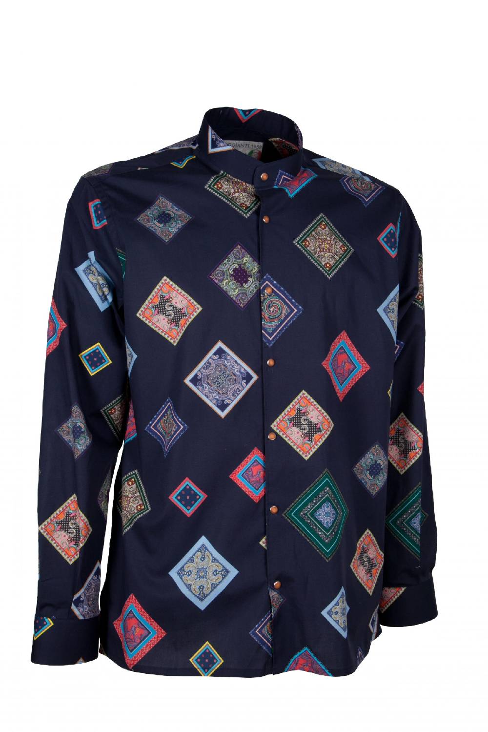 Poggianti Camicia uomo stretch con stampa geometrica SCARLINO-33-165-01 Soddisfazione Garantita