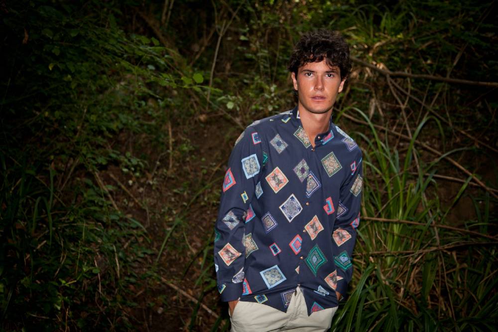 Poggianti Camicia uomo stretch con stampa geometrica SCARLINO-33-165-01 Soddisfazione Garantita