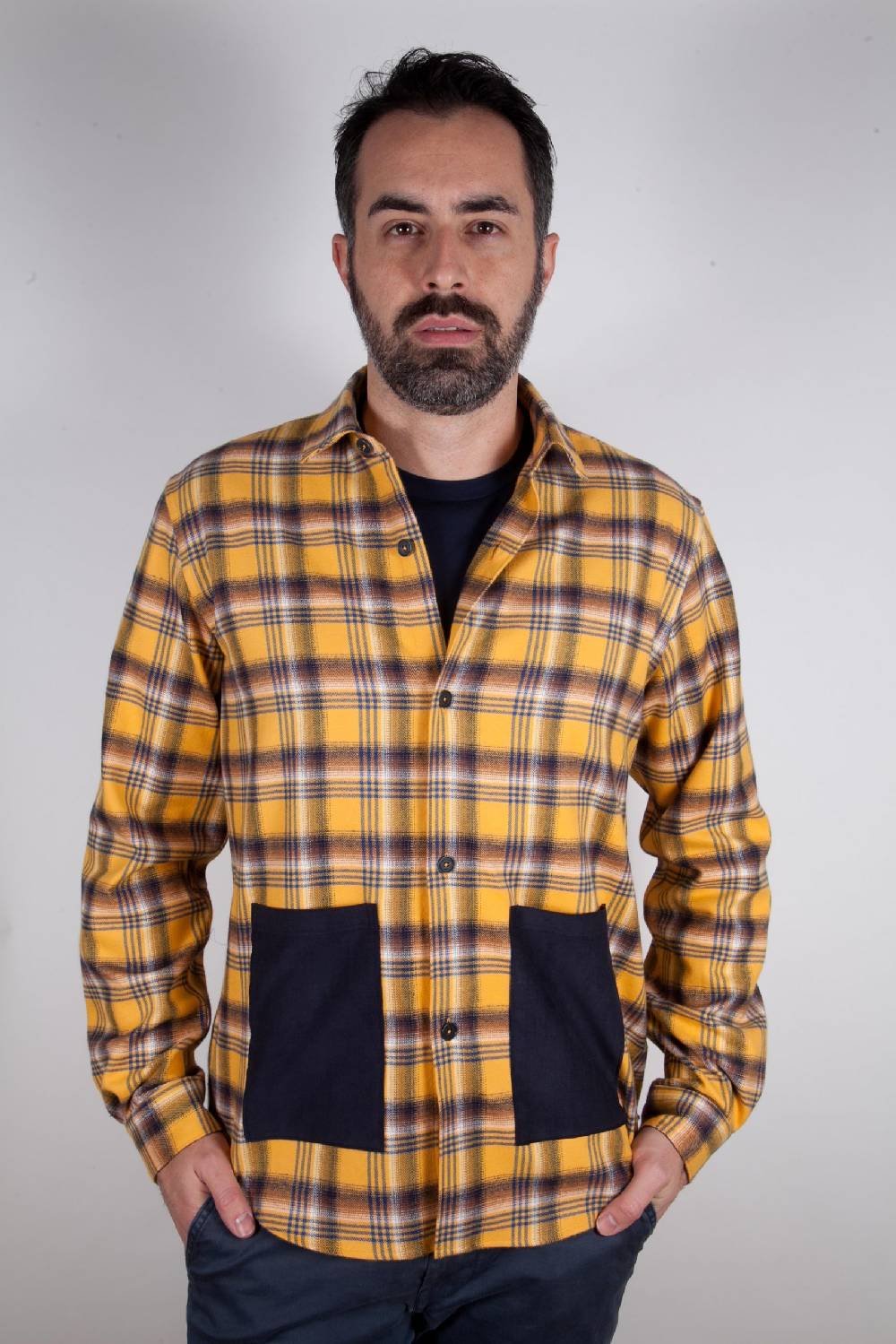 Poggianti Camicia in flanella a quadri LONDA-66-632 Vendita Calda