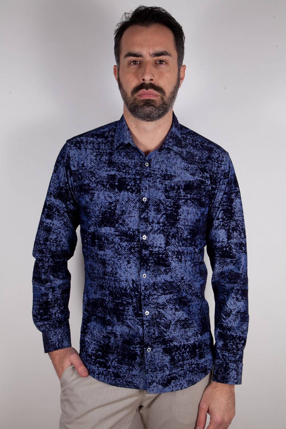 Poggianti Camicia in denim con floccato PISA-66-602-01 Negozio