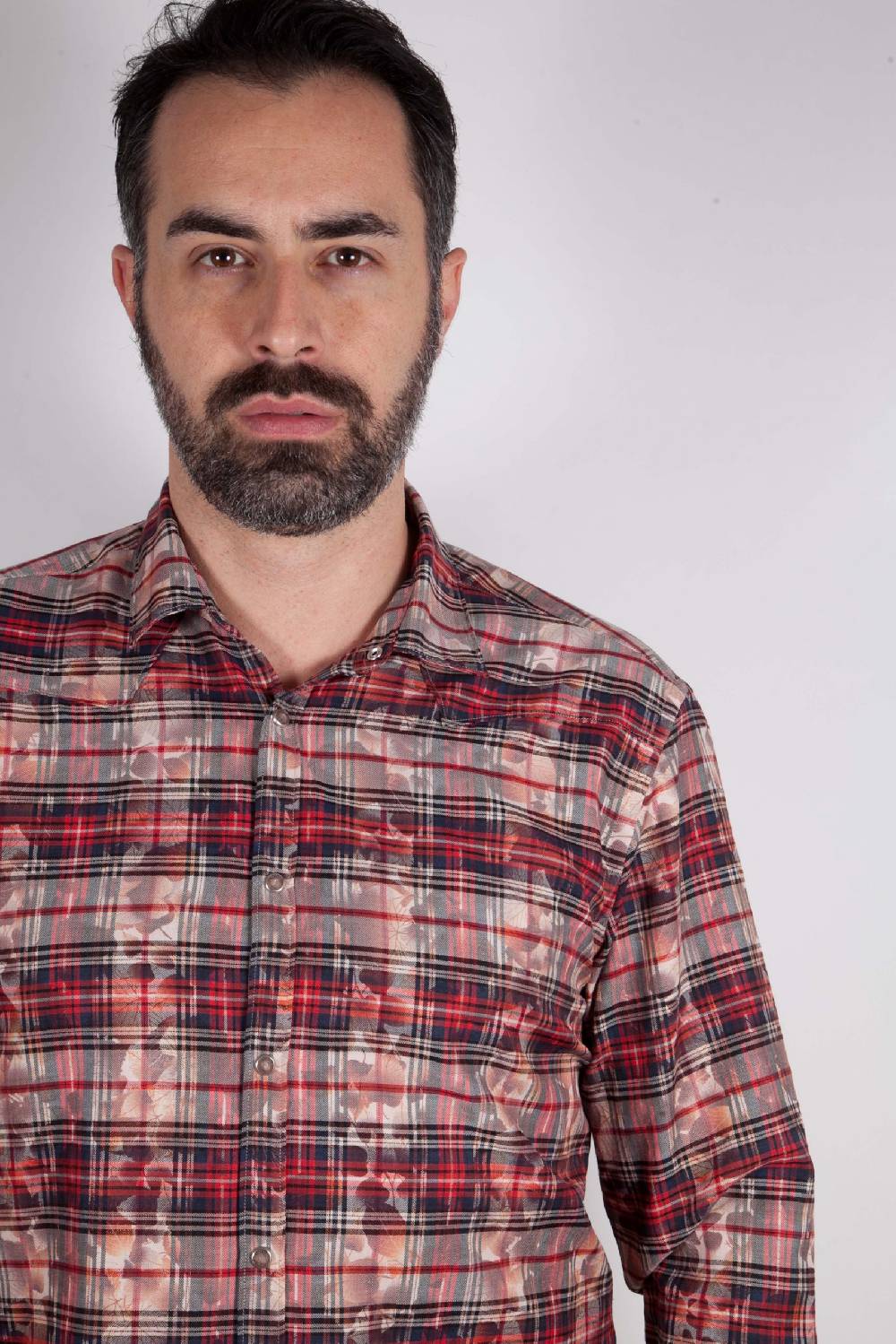 Poggianti Camicia a quadri con stampa PRUNO-66-571-01 Novità