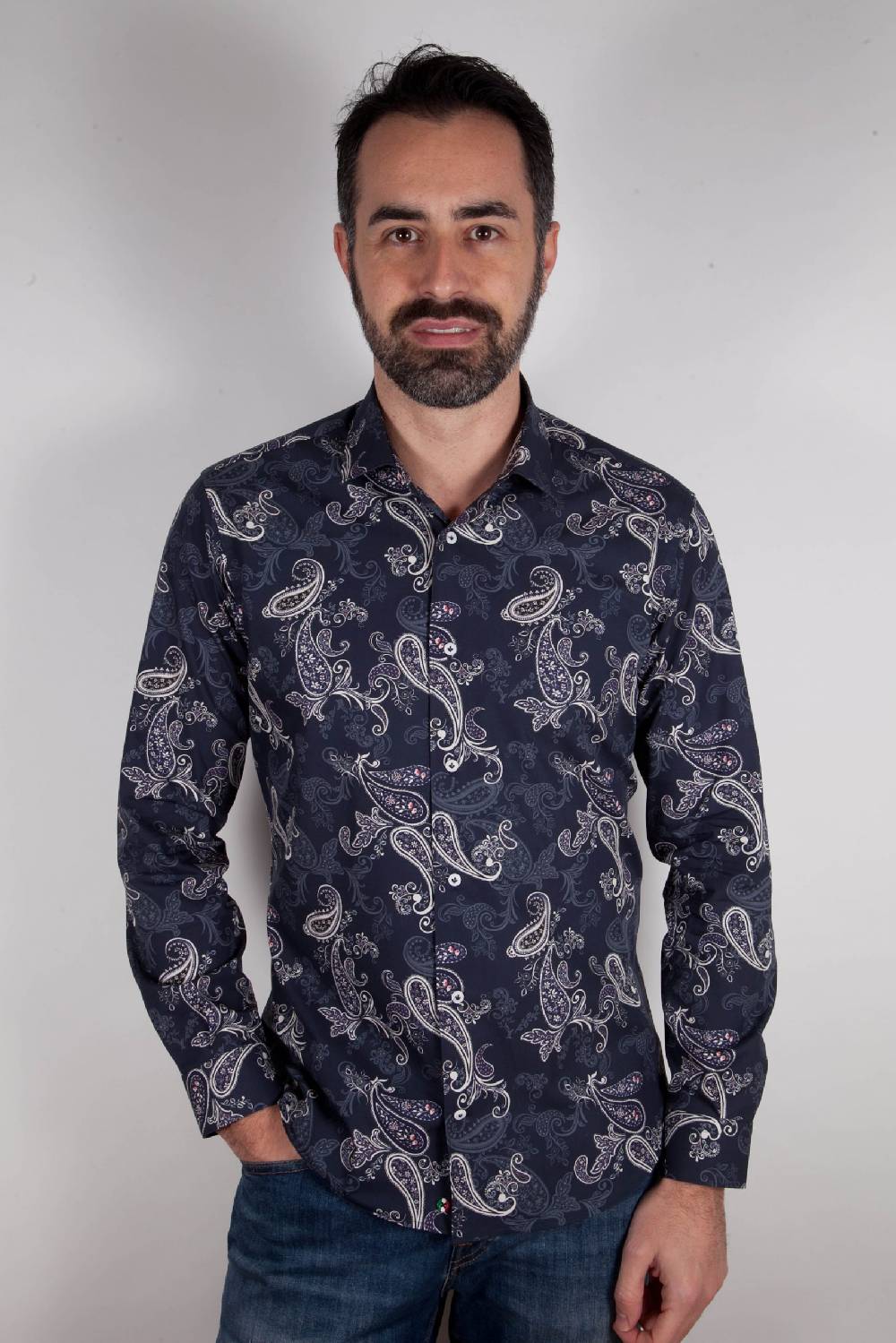 Poggianti Camicia con stampa cachemire FIRENZE-73-531-01 Offerte