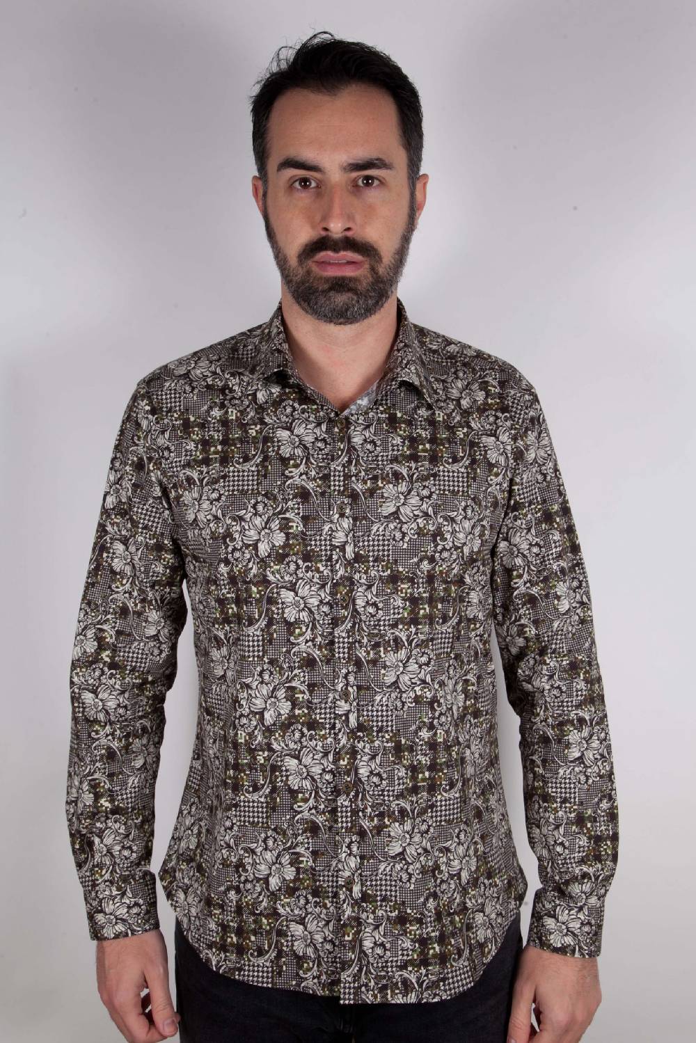 Poggianti Camicia con stampa camouflage PISA-UBB-528-01 Soddisfazione Garantita