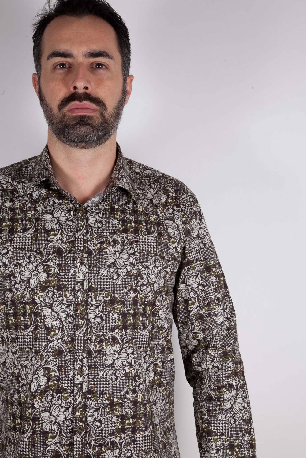 Poggianti Camicia con stampa camouflage PISA-UBB-528-01 Soddisfazione Garantita