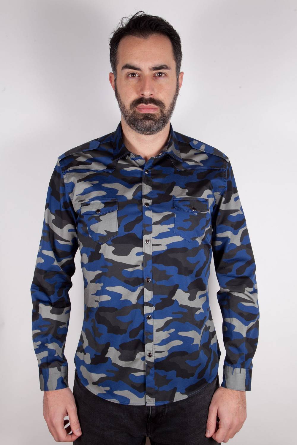 Poggianti Camicia con stampa camouflage MARRADI-66-526-03 Qualità Garantita