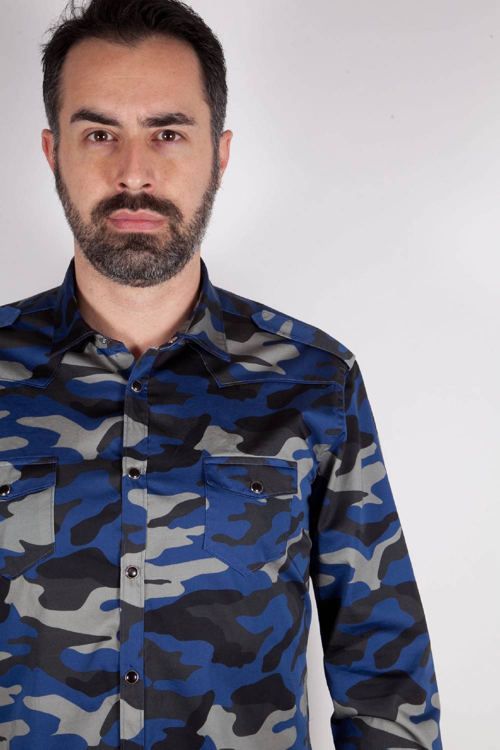 Poggianti Camicia con stampa camouflage MARRADI-66-526-03 Qualità Garantita