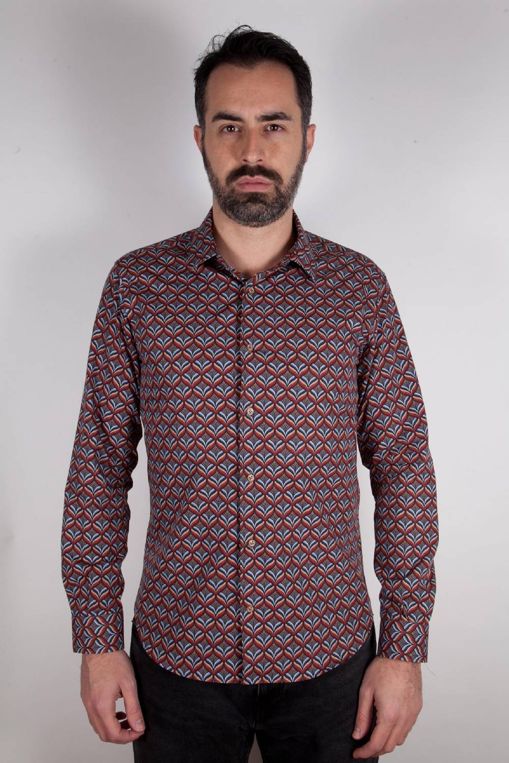 Poggianti Camicia con stampa FIRENZE-67-516-01 Consegna Veloce