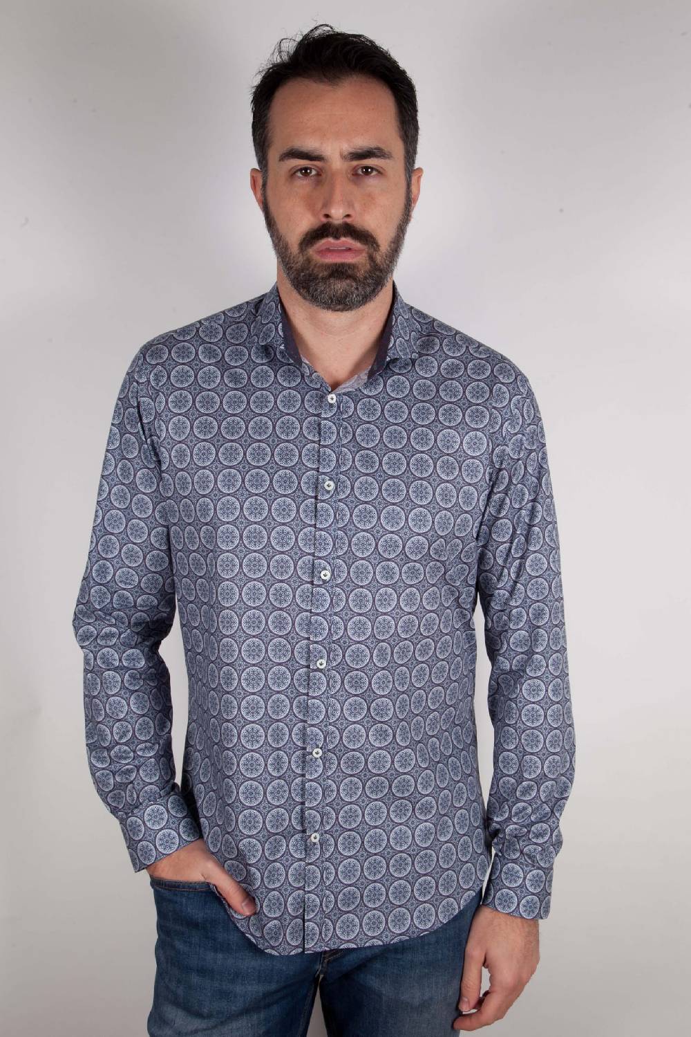Poggianti Camicia con stampa AREZZO-65-514-01 Promozione Limitata