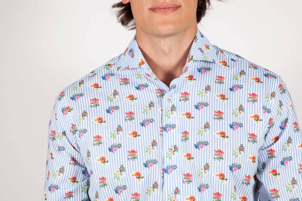 Poggianti Camicia Fantasia Collo francese 329-02 Negozio online di fabbrica