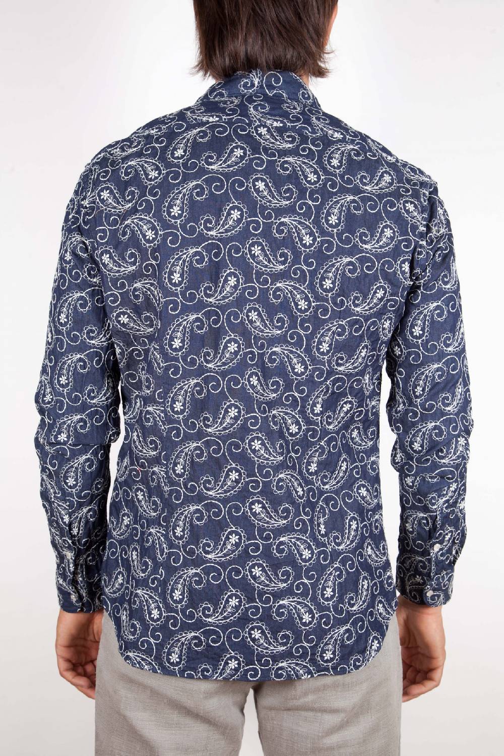 Poggianti Camicia Denim con Ricami 421-01 Grande vendita
