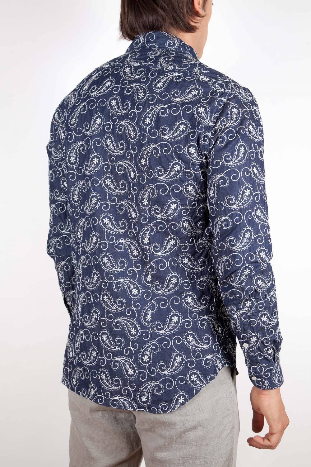 Poggianti Camicia Denim con Ricami 421-01 Grande vendita