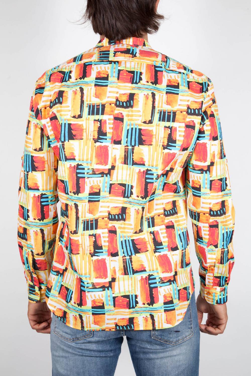 Poggianti Camicia Fantasia Collo Coreano Multicolor Vendita Calda