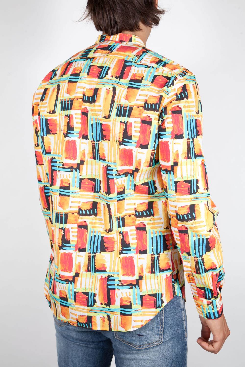 Poggianti Camicia Fantasia Collo Coreano Multicolor Vendita Calda