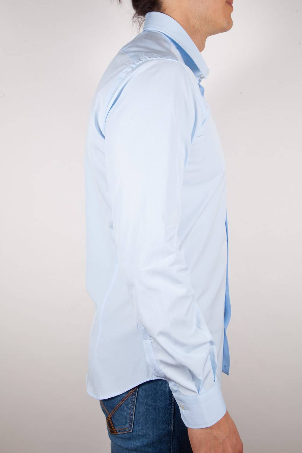 Poggianti Camicia Celeste Popeline Collo Italiano C01-3 Offerta San Valentino