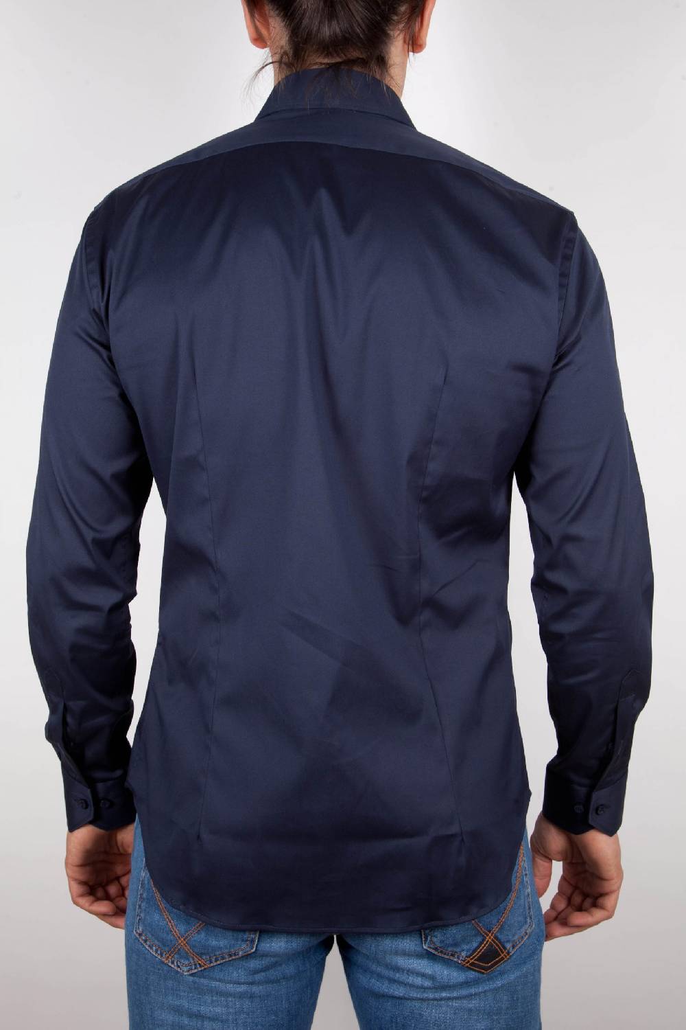 Poggianti Camicia Blu Popeline Collo Italiano C01-5 Offerta Anniversario