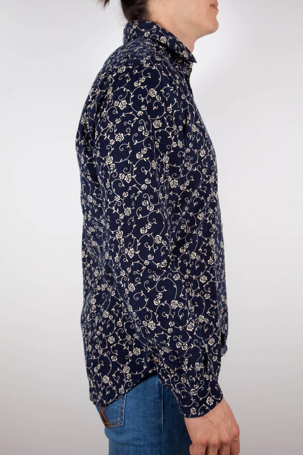 Poggianti Camicia Fantasia su riga Blu Collo Italiano Offerte esclusive