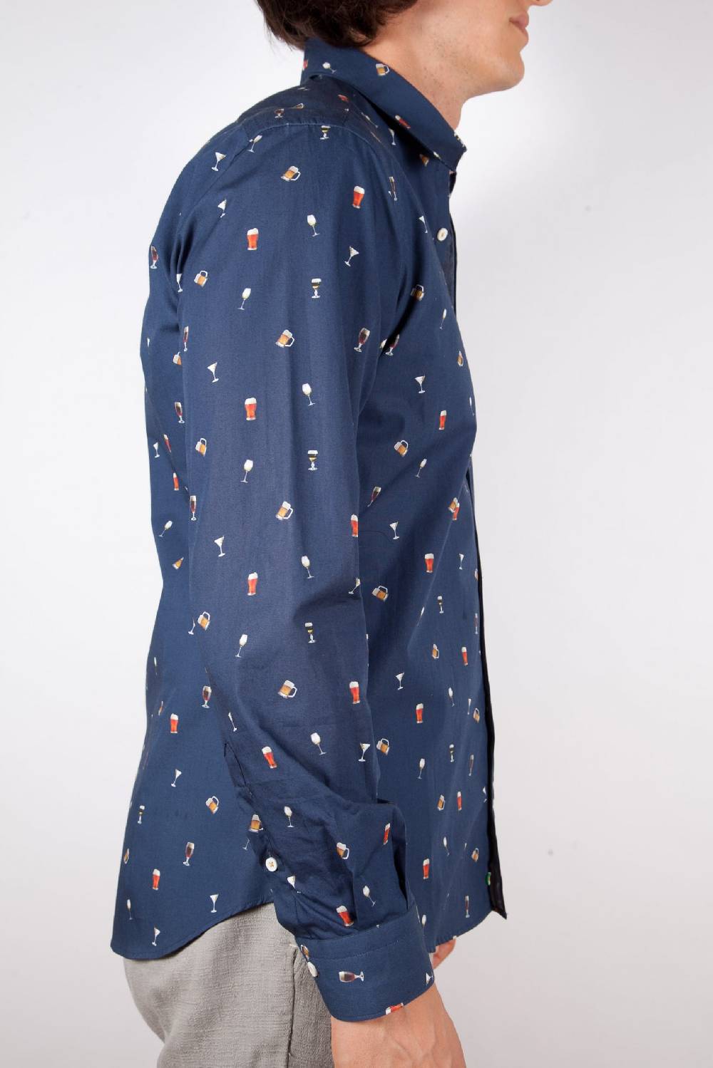 Poggianti Camicia Fantasia Collo Morbido blu Enormi risparmi