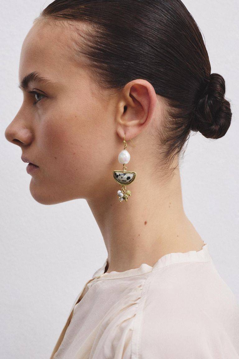Pomandere Orecchini in ottone smaltato e pietre semipreziose Moda