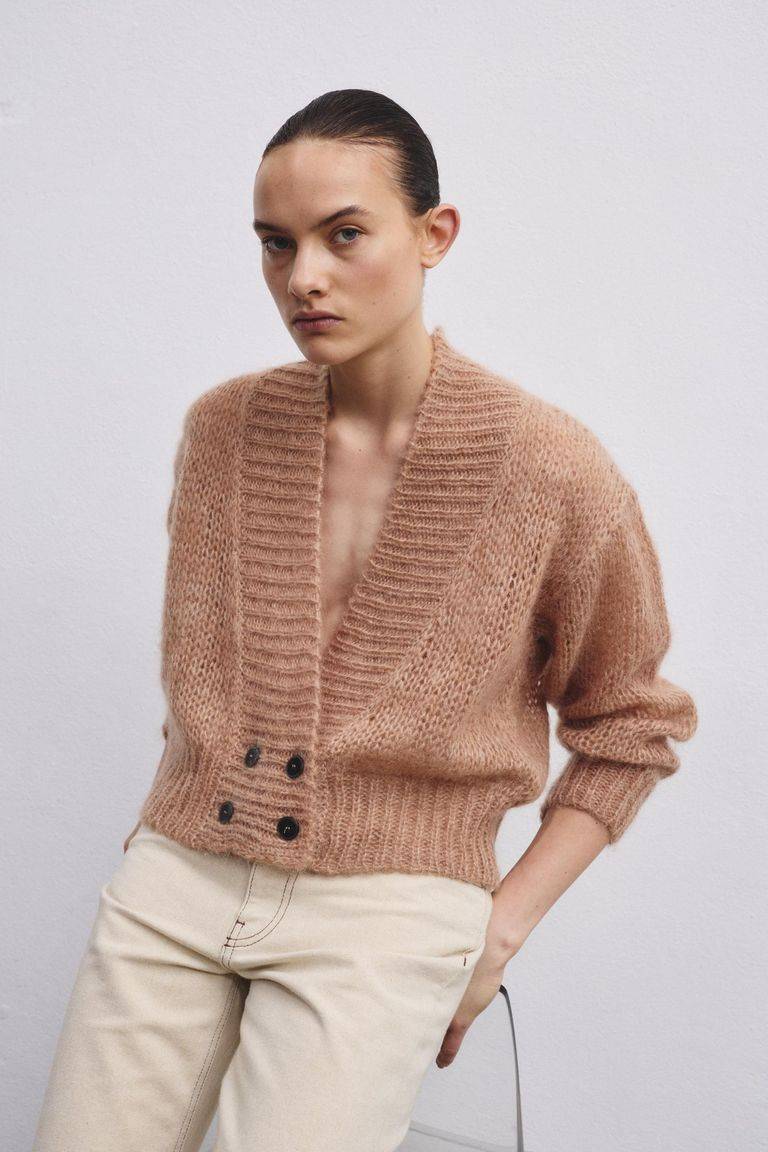 Pomandere Cardigan doppio petto in mohair e lana Qualità