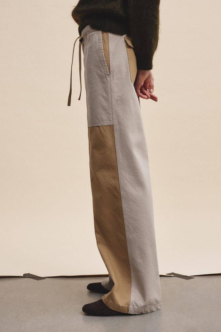 Pomandere Pantalone bicolore in diagonale di cotone lana Online