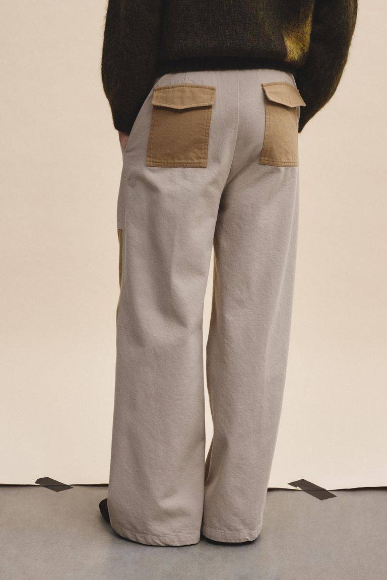 Pomandere Pantalone bicolore in diagonale di cotone lana Online