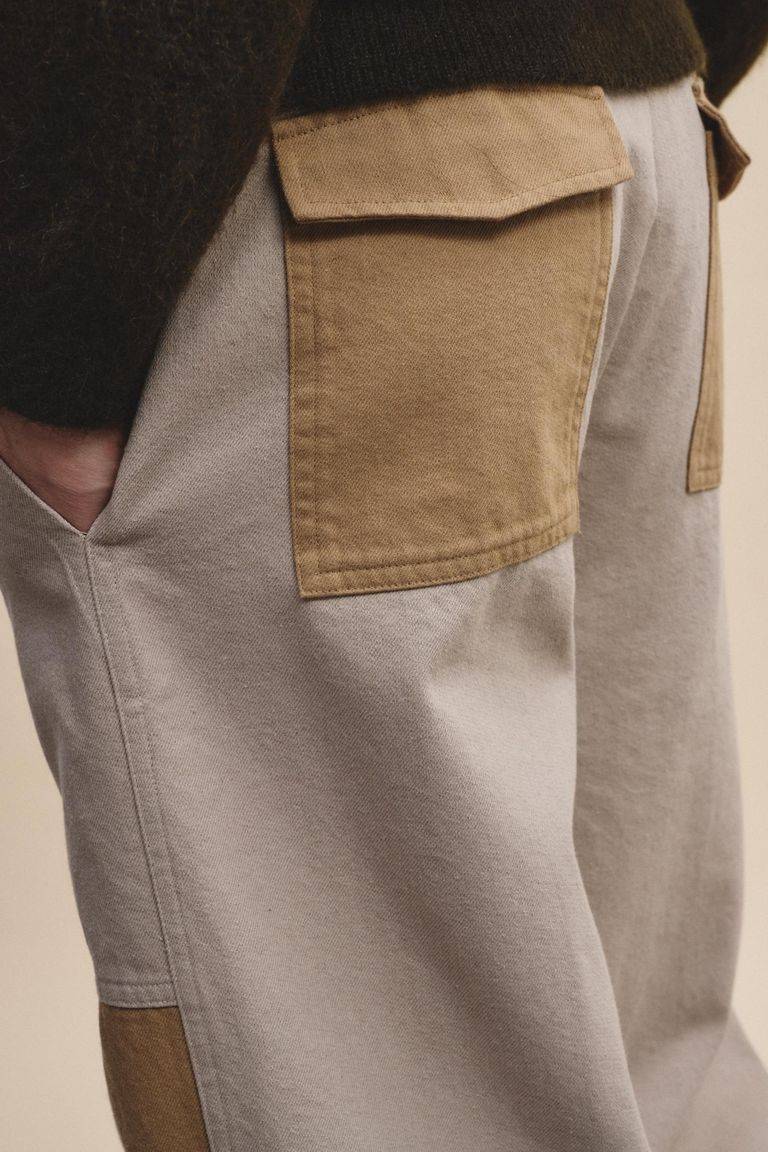 Pomandere Pantalone bicolore in diagonale di cotone lana Online