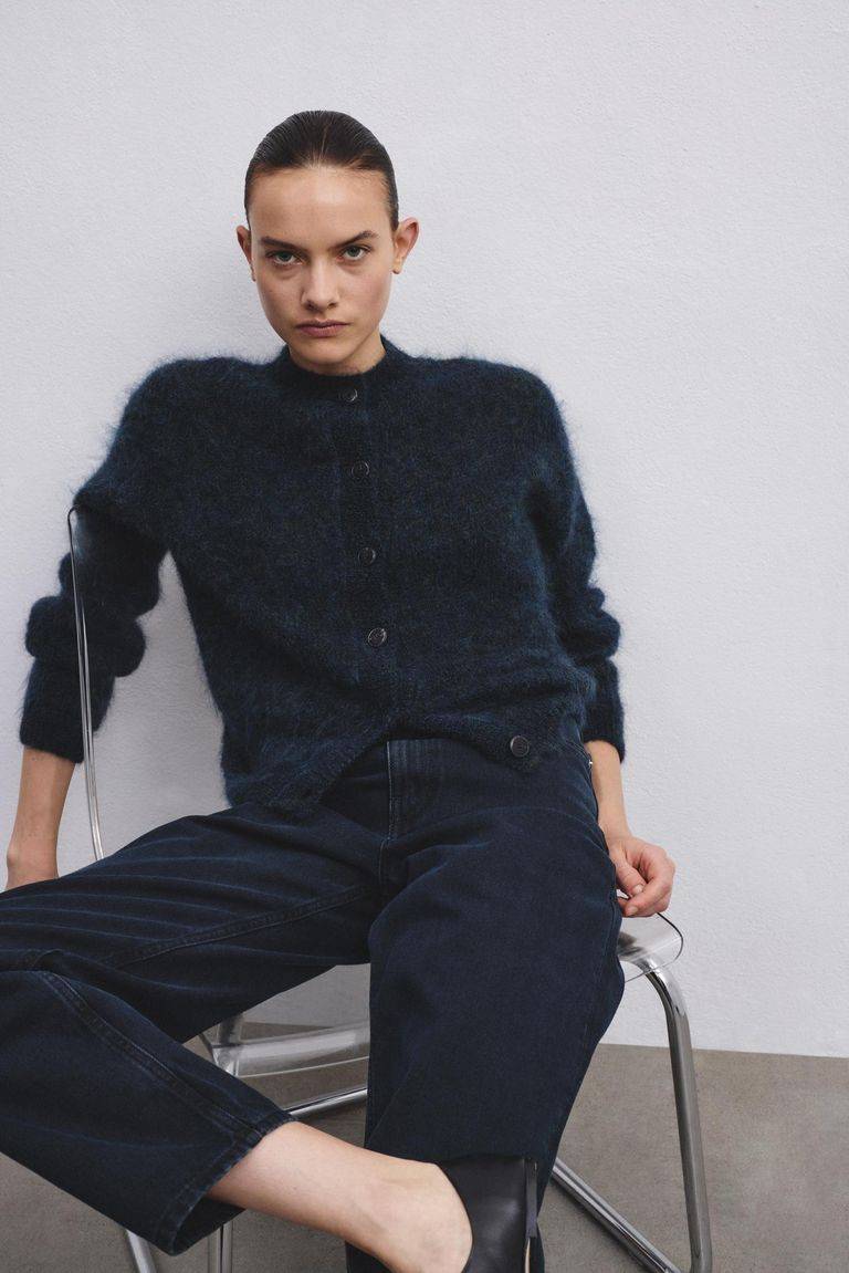 Pomandere Cardigan a girocollo in mohair In Saldo
