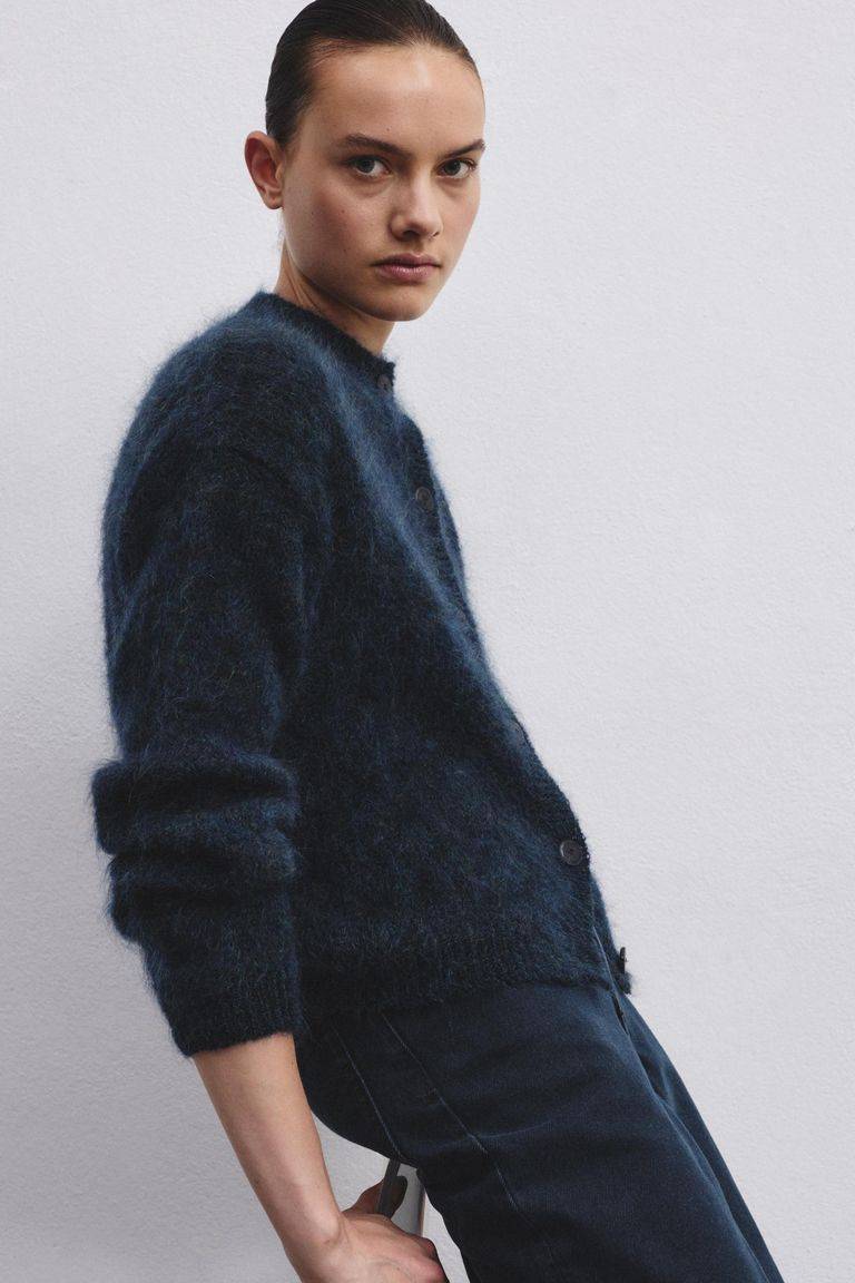 Pomandere Cardigan a girocollo in mohair In Saldo