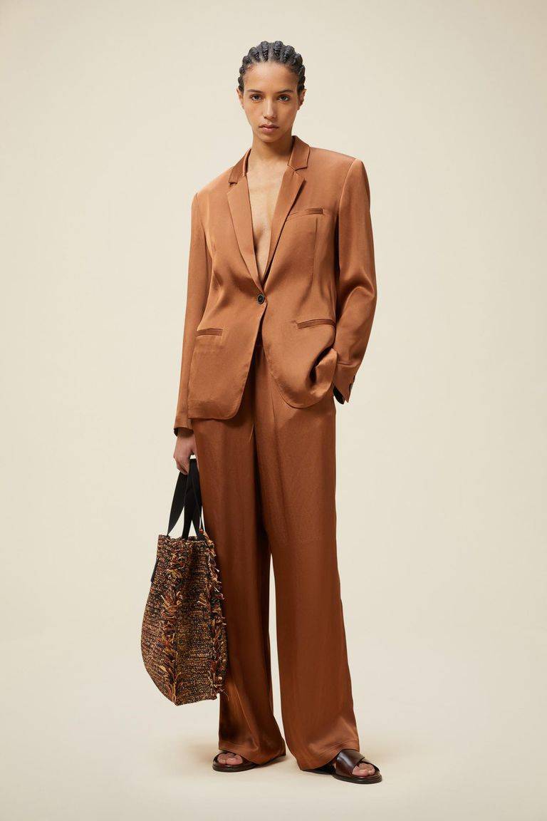 Pomandere Pantalone ampio con elastico in vita lucido Shopping Online