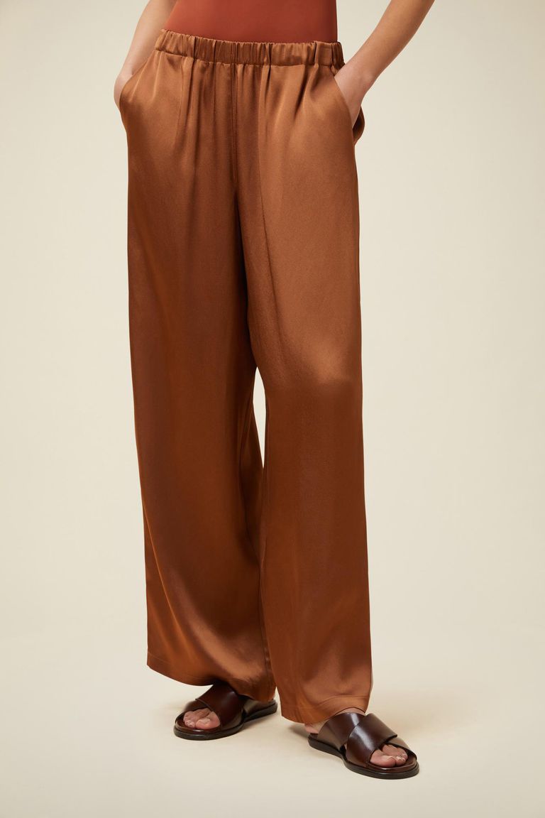 Pomandere Pantalone ampio con elastico in vita lucido Shopping Online
