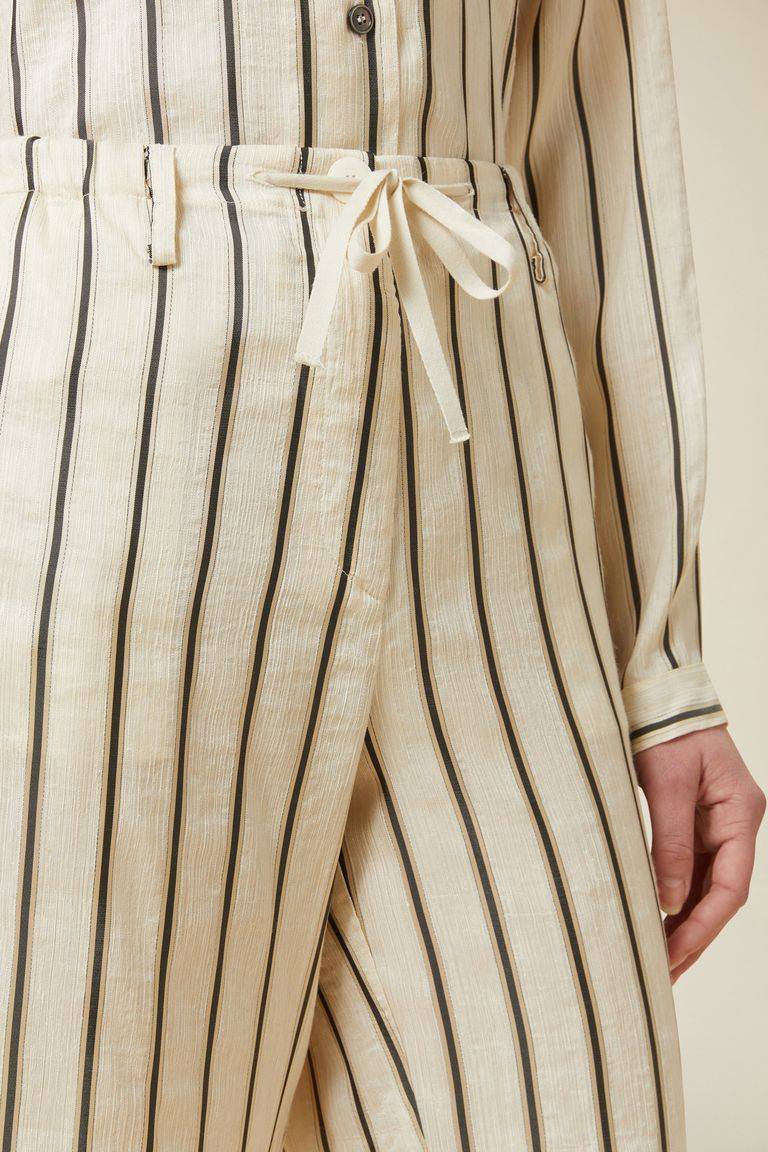 Pomandere Pantalone rigato con elastico in vita e coulisse Saldi Di Fabbrica