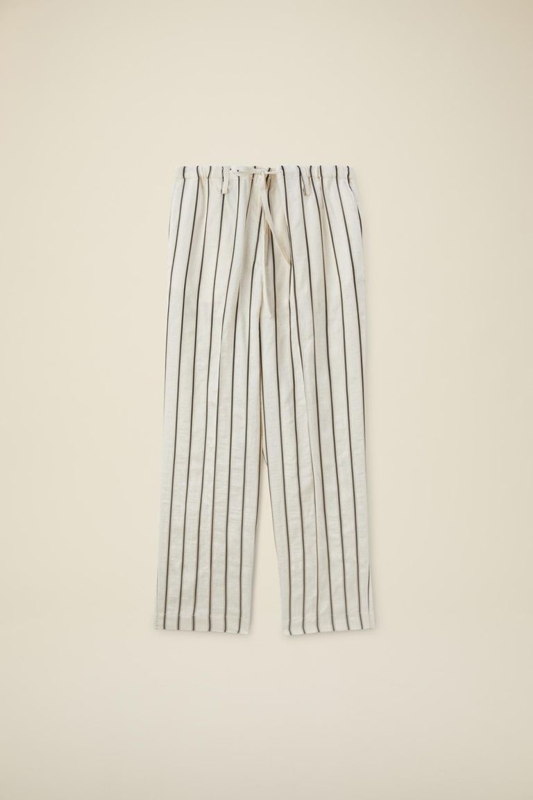 Pomandere Pantalone rigato con elastico in vita e coulisse Saldi Di Fabbrica