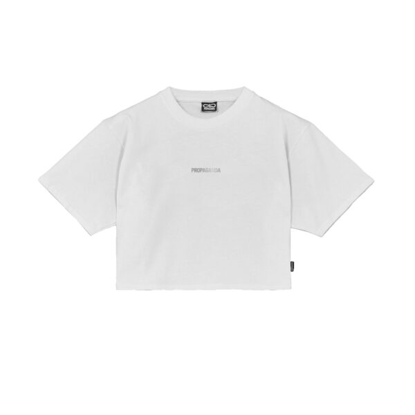Propaganda Silver Leaf Ribs Croptop Tee – White Qualità Garantita