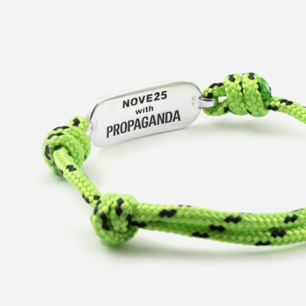 Propaganda Bracciale in Corda Verde con Targa Propaganda W/ Nove25 In Argento Flash Sale