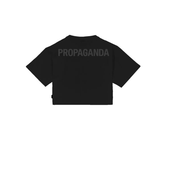 Propaganda Logo Woman Crop Top Tee – Black Nuova