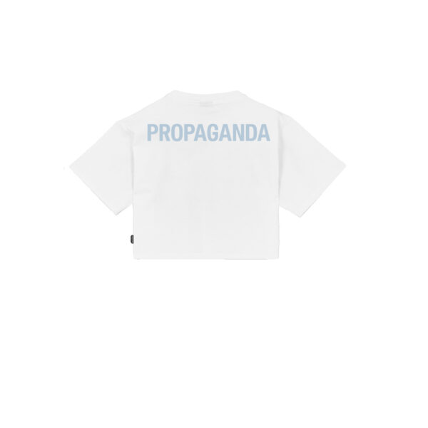 Propaganda Logo Woman Crop Top Tee – White Sconto di tempo limitato