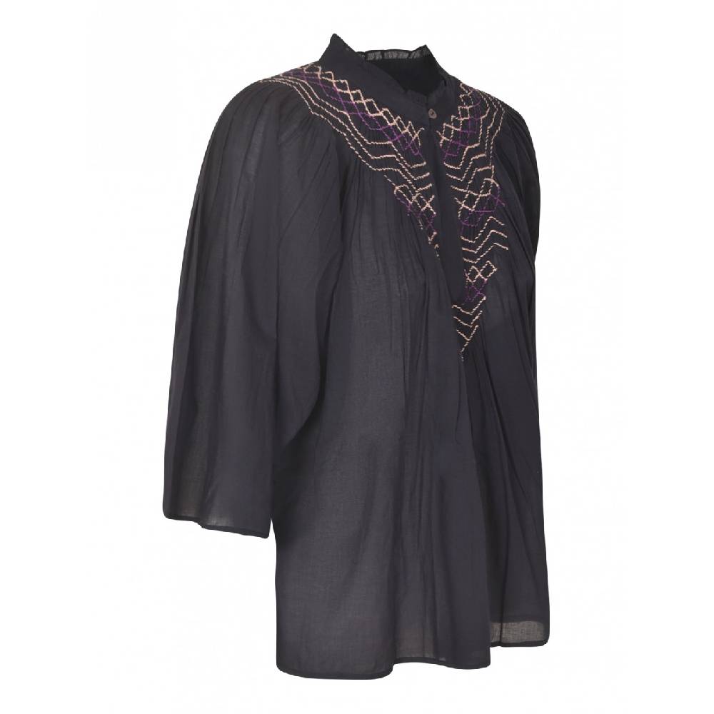 ANTIK BATIK Blusa in voile di cotone ricamata a mano Ayo Italia