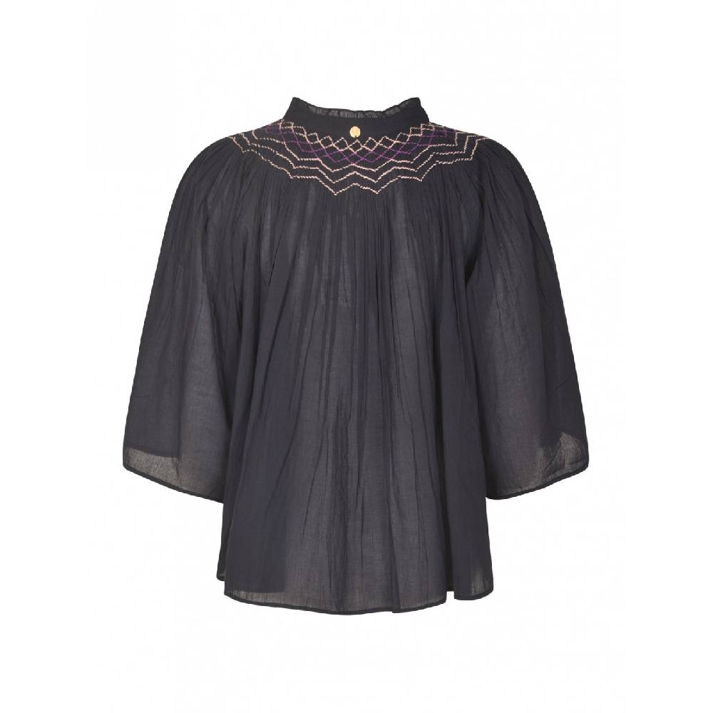 ANTIK BATIK Blusa in voile di cotone ricamata a mano Ayo Italia