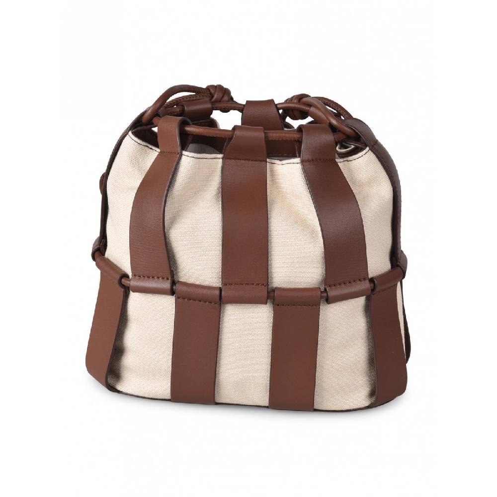 HEREU Lilinera caged leather and canvas shoulder bag Outlet