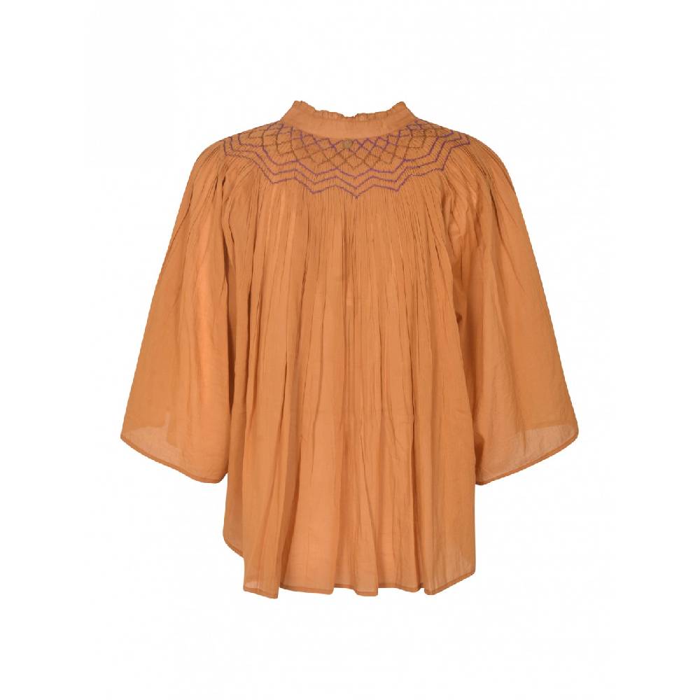 ANTIK BATIK Blusa ampia collo aperto in cotone ricamato Discount Store per i nuovi prodotti
