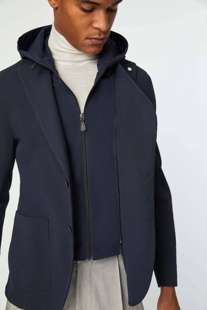 Lubiam Travel jacket con cappuccio blu Travel jacket con cappuccio blu Offerta