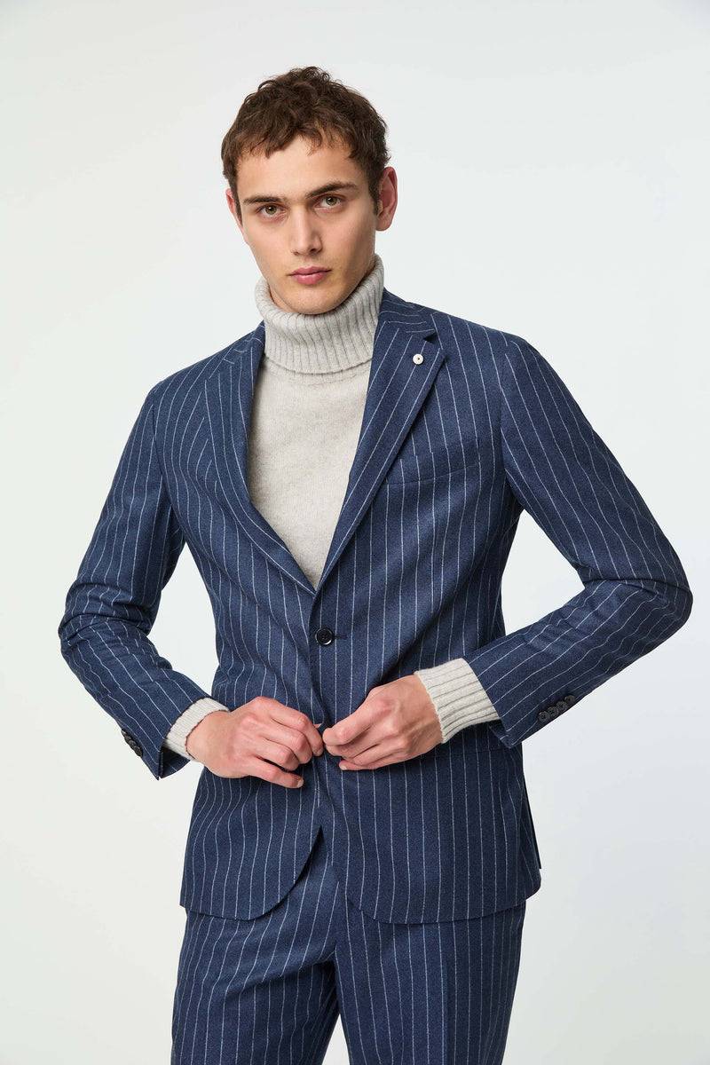 Lubiam Abito JAMES blu denim gessato Abito JAMES blu denim gessato Economico