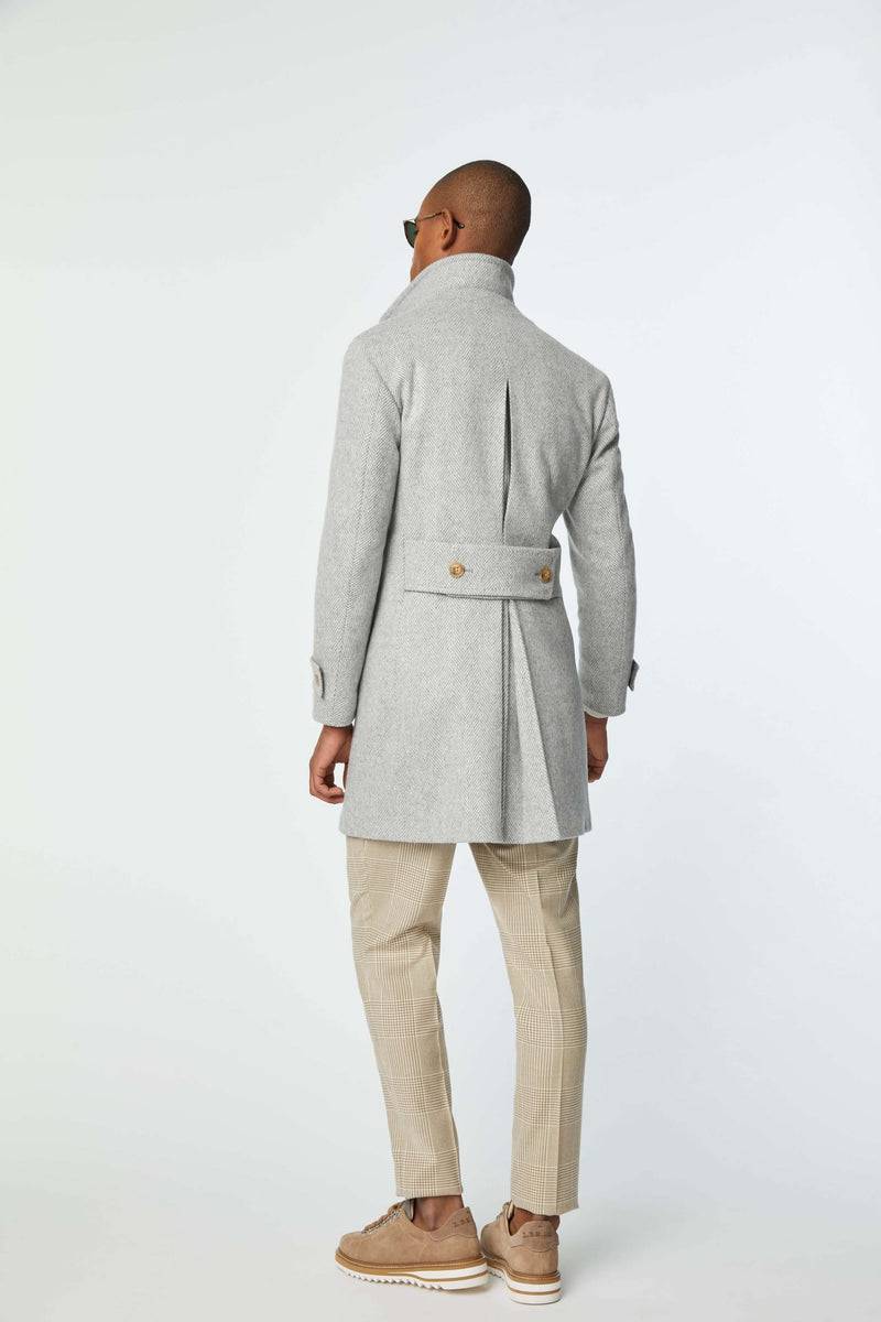 Lubiam Cappotto Chesterfield in jersey grigio chiaro Cappotto Chesterfield in jersey grigio chiaro Presa