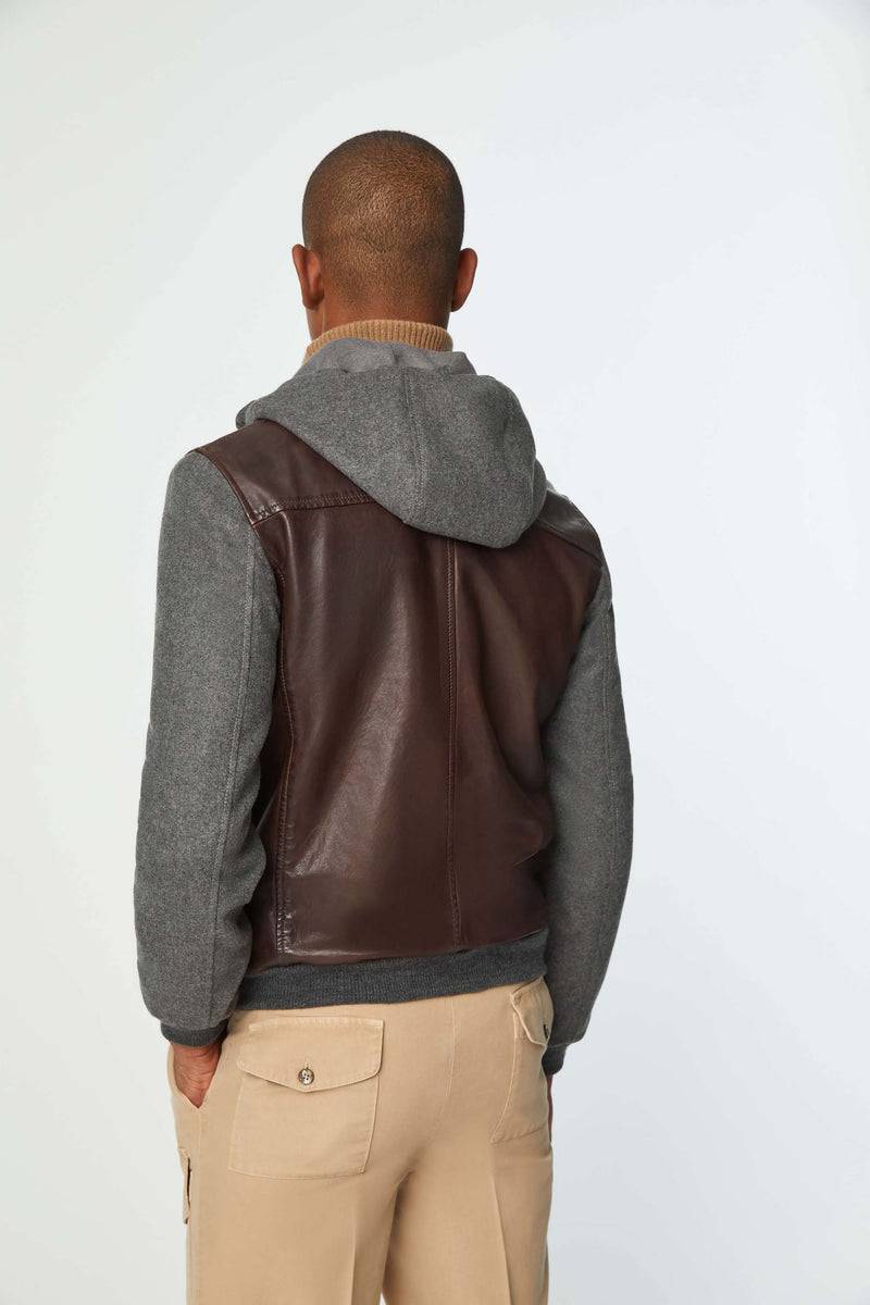 Lubiam Giubbino in pelle con inserti in felpa Giubbino in pelle con inserti in felpa Shopping Online