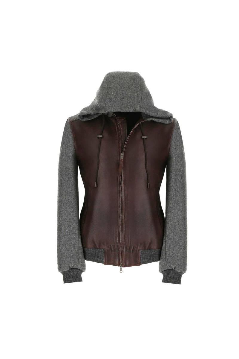 Lubiam Giubbino in pelle con inserti in felpa Giubbino in pelle con inserti in felpa Shopping Online